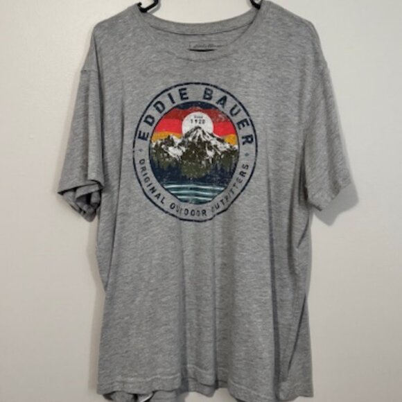 USED Men's Eddie Bauer Short Sleeve T Shirt Color Grey Size XL - Picture 1 of 1